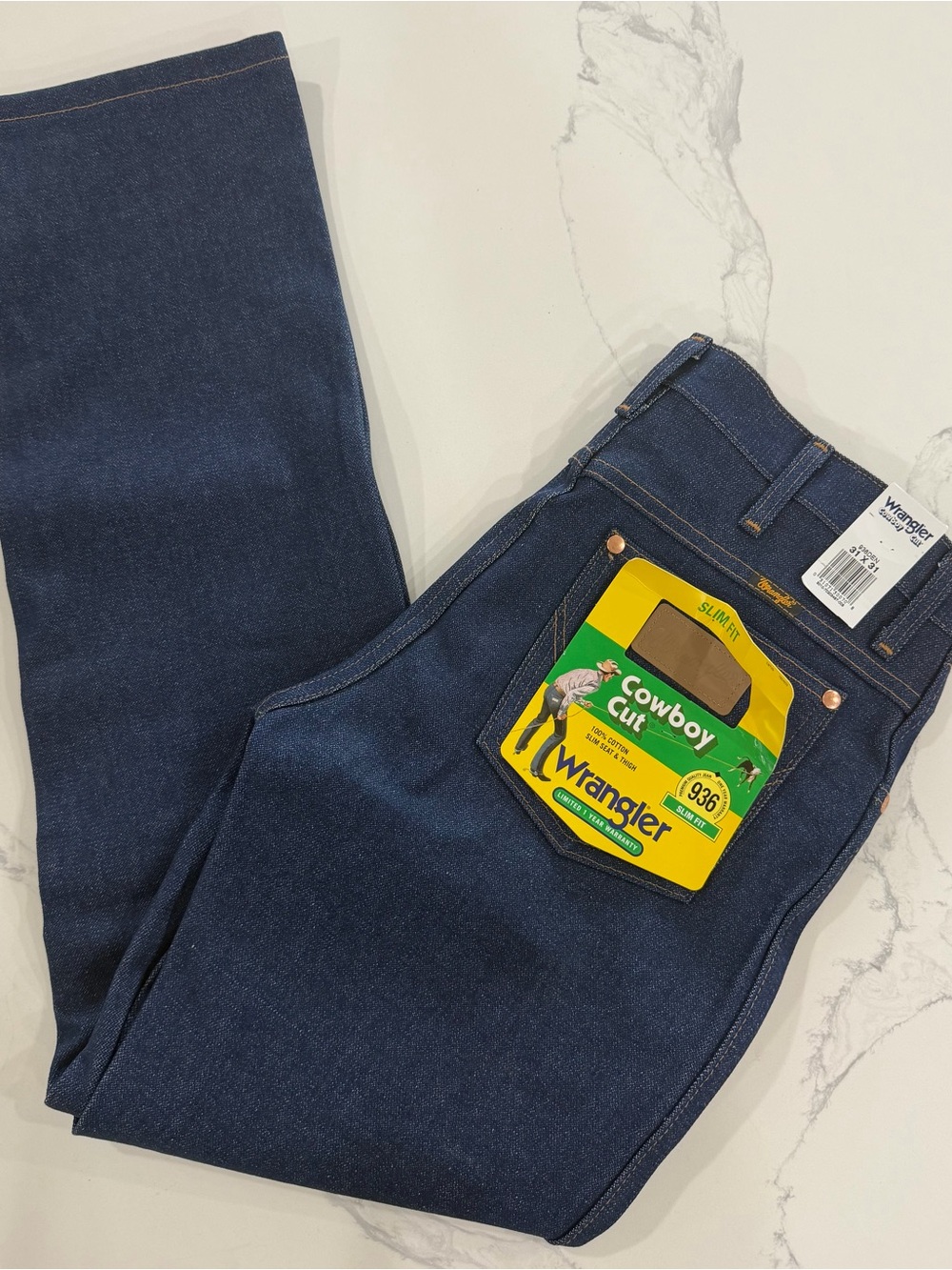 NWT Wrangler 936 Rigid Cowboy Cut Slim Fit Jeans 31x31 Dark Indigo Raw Denim